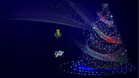 Immagine di un albero di Natale con i loghi del comune di Guidonia Montecelio