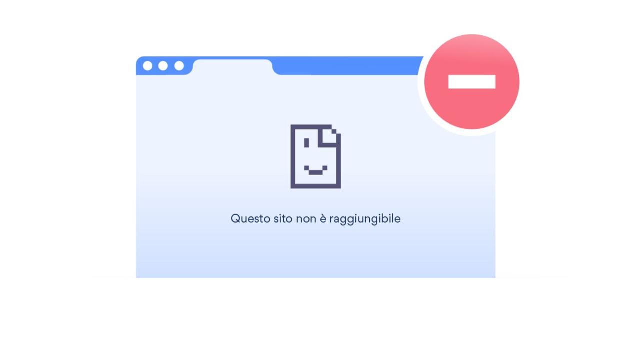Messaggio di errore: il sito web non è raggiungibile