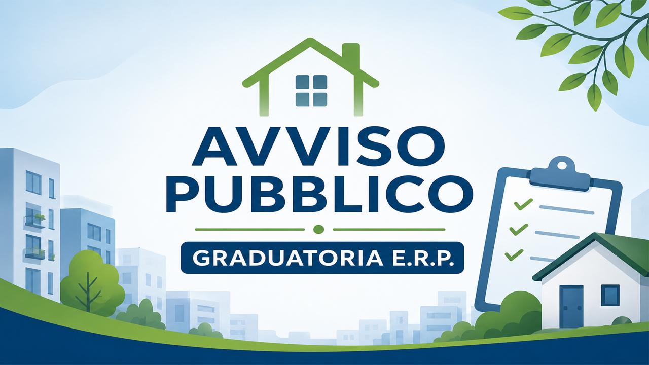 Immagine di una città con la scritta " Avviso Pubblico - Graduatoria E.R.P."